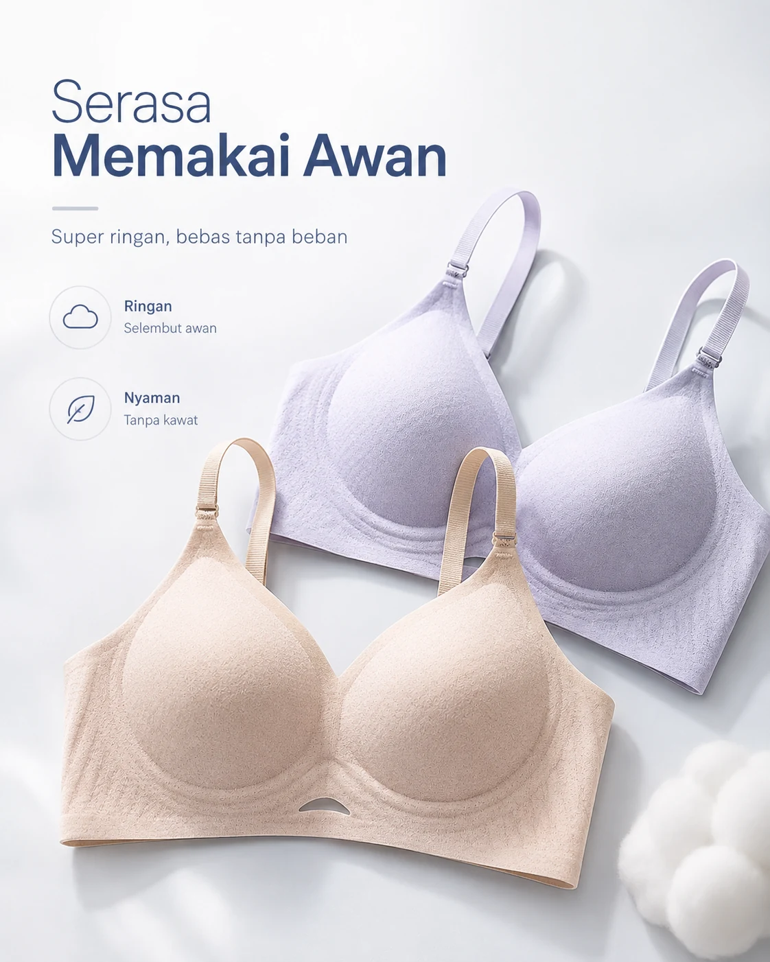 EDRAME bra tanpa kawat 2510 dengan material lembut dan cup 3D — tampilan produk