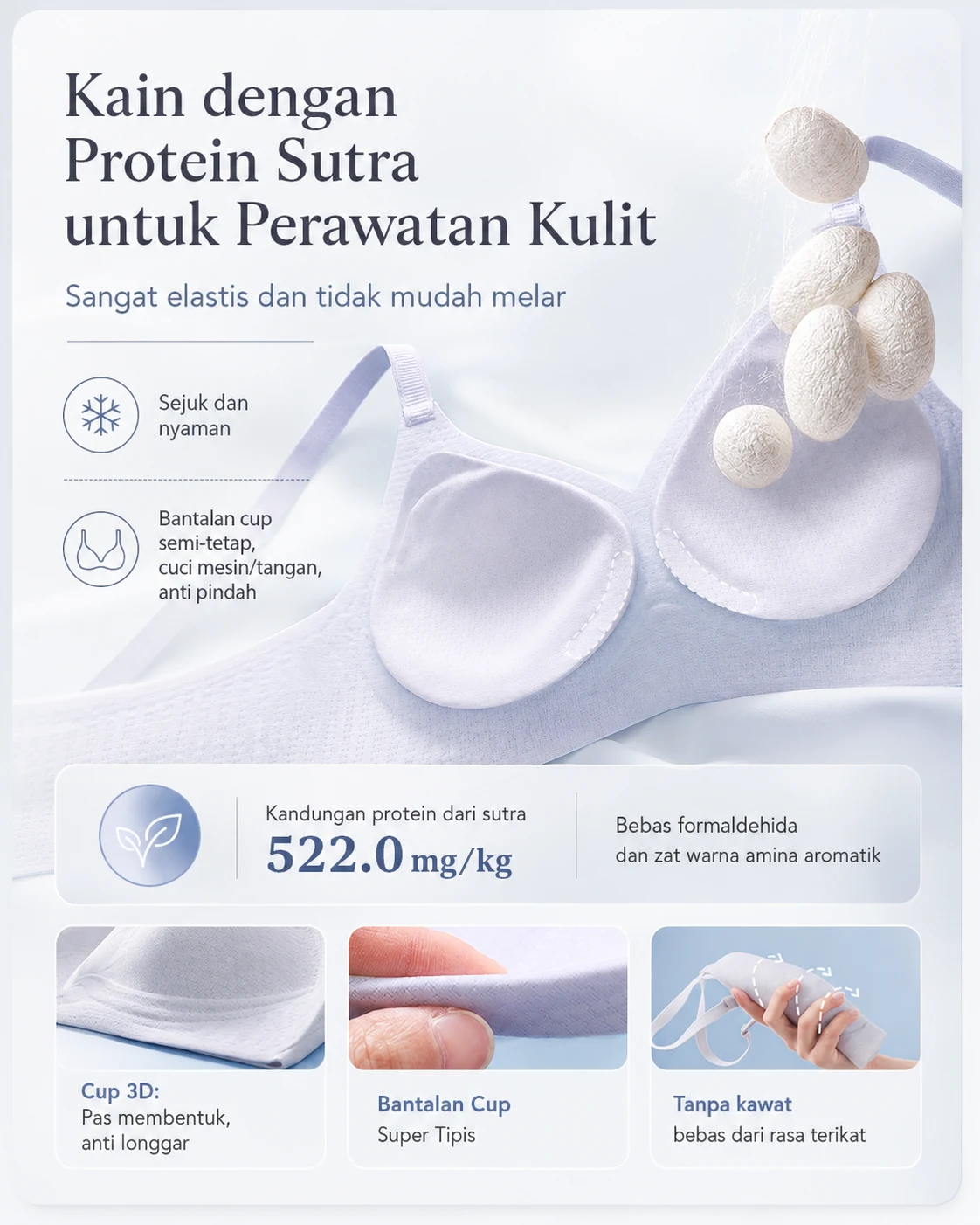 EDRAME bra tanpa kawat 2510 dengan material lembut dan cup 3D — detail 9