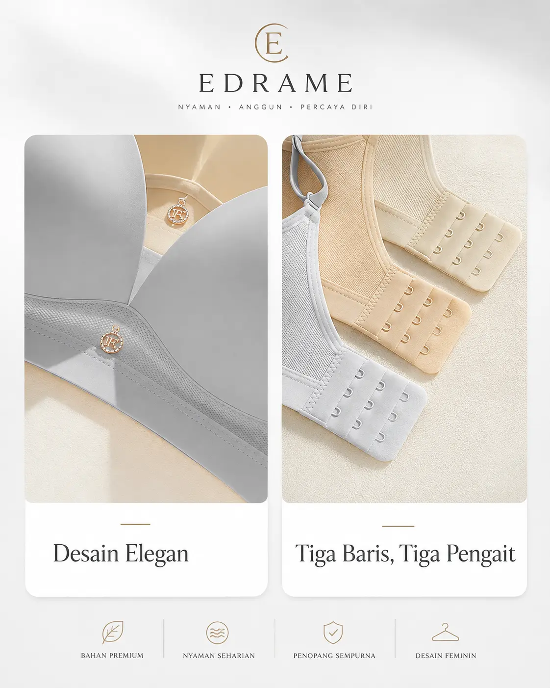 EDRAME bra push up seamless 659 dengan detail pendant — detail 9