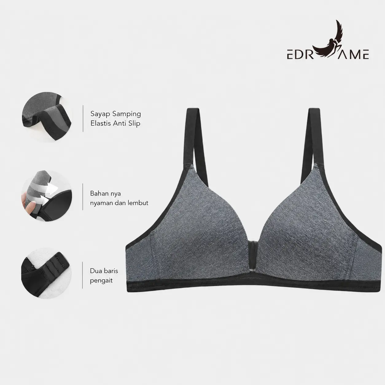 EDRAME bra push up tanpa kawat 637 dengan cup tipis — detail 11
